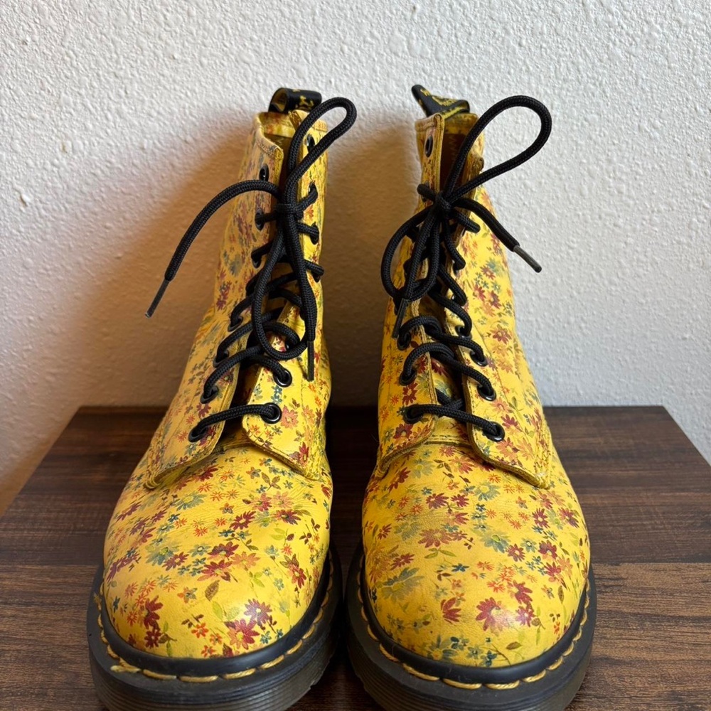 Dr. Martens Yellow Floral Boots